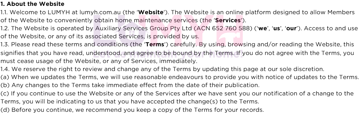 Terms and Conditions P1